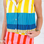 Lucie Multi Stripe Button Up Top