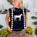 Lucky Black Horse Sweater Vest THML