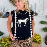 Lucky Black Horse Sweater Vest THML