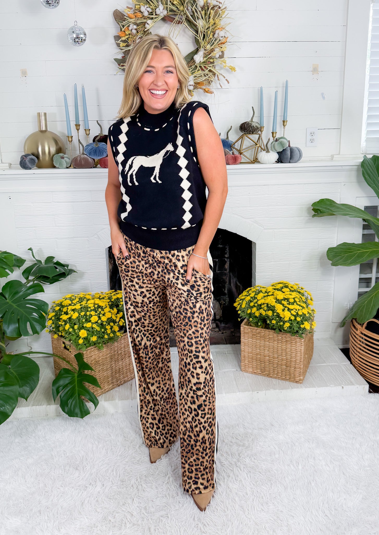 Lucky Black Horse Sweater Vest THML