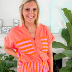 Luna Coral Pink Stripe Top Emily McCarthy