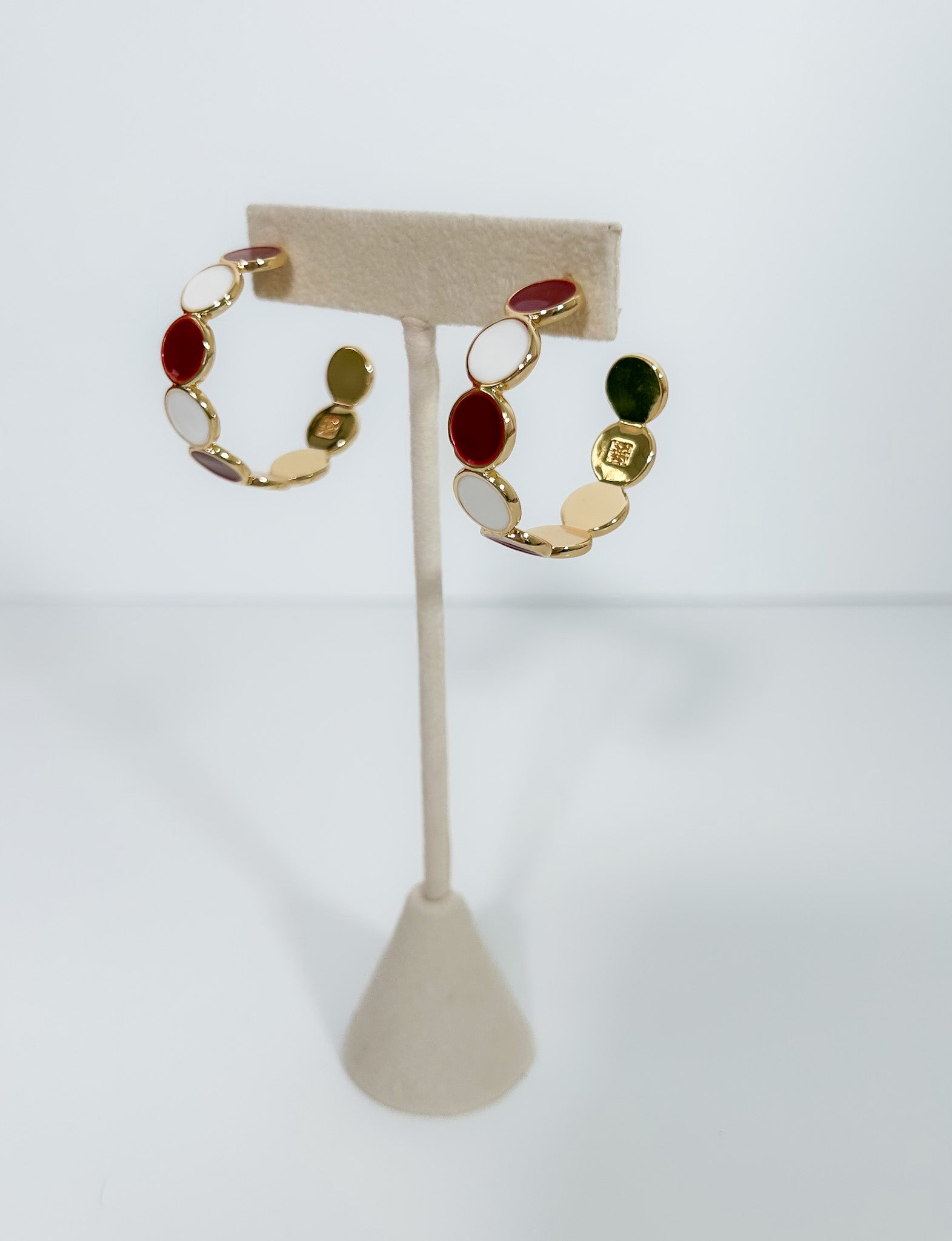 Lyla Crimson + White Earrings Mary Square