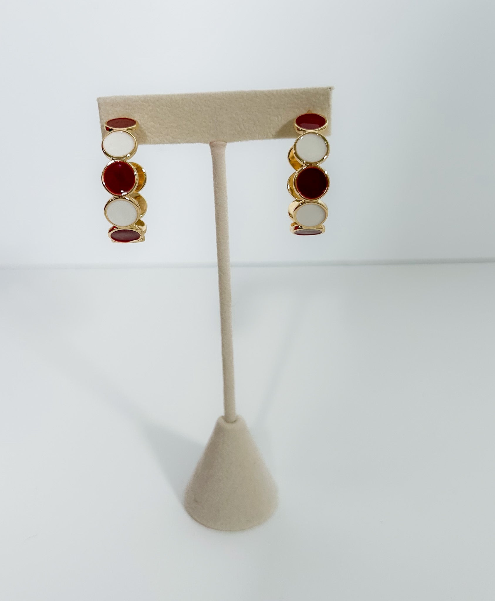 Lyla Crimson + White Earrings Mary Square