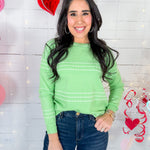 Lytle Lime Stitch Striped Sweater