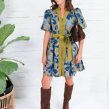 Macky Olive + Blues Mini Dress Entro