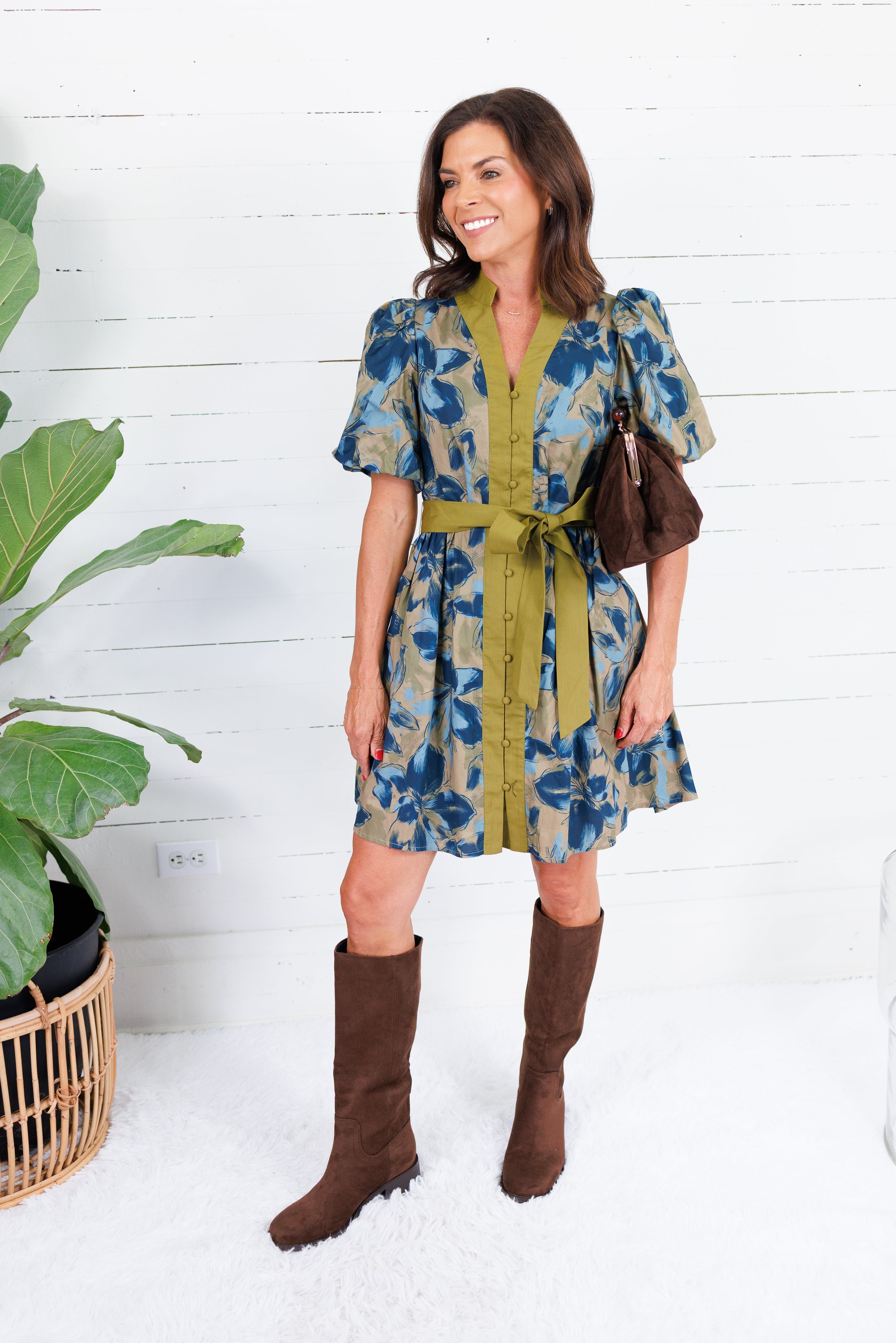 Macky Olive + Blues Mini Dress Entro