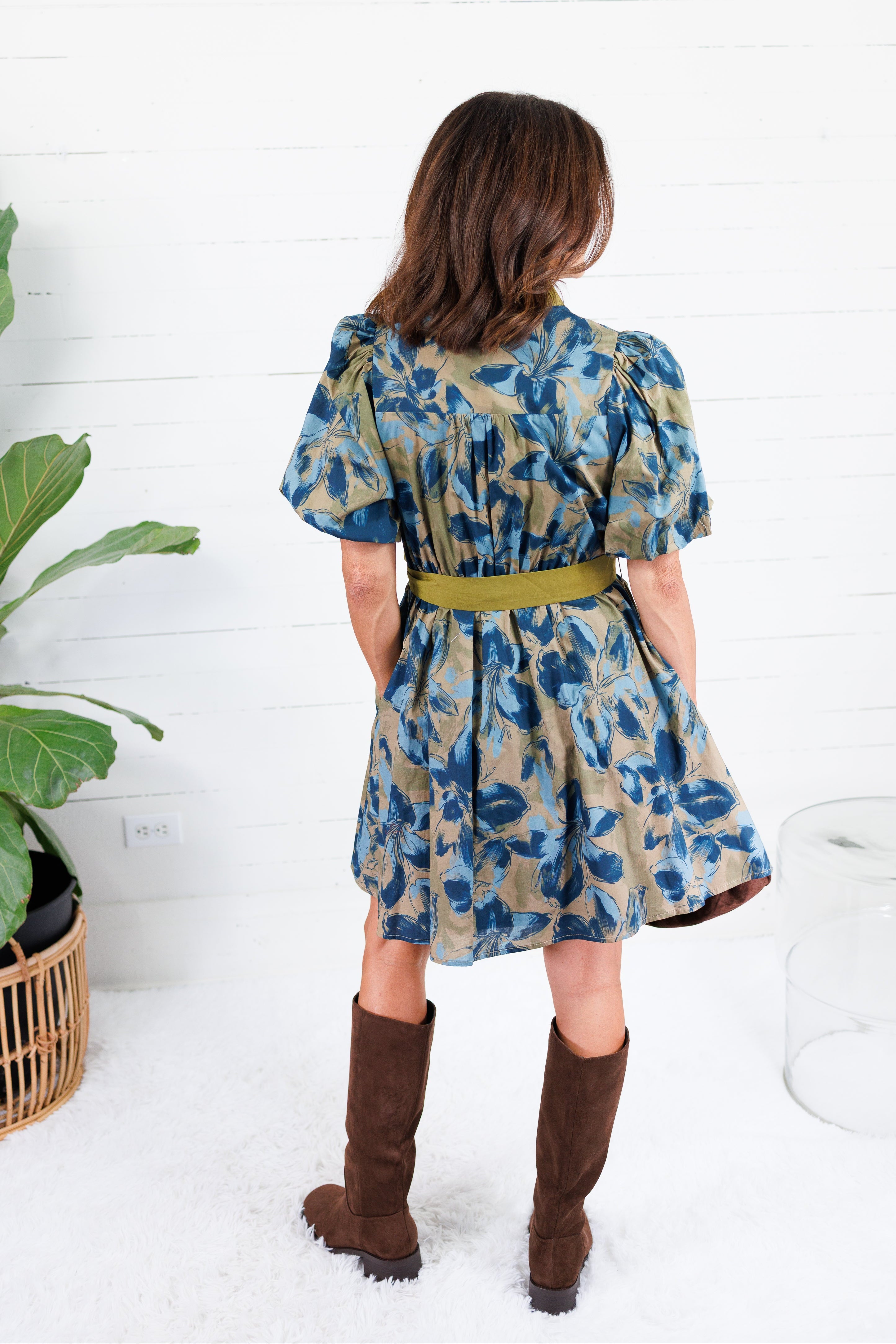 Macky Olive + Blues Mini Dress Entro