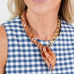 Maddie Burnt Orange Chain Scarf Necklace