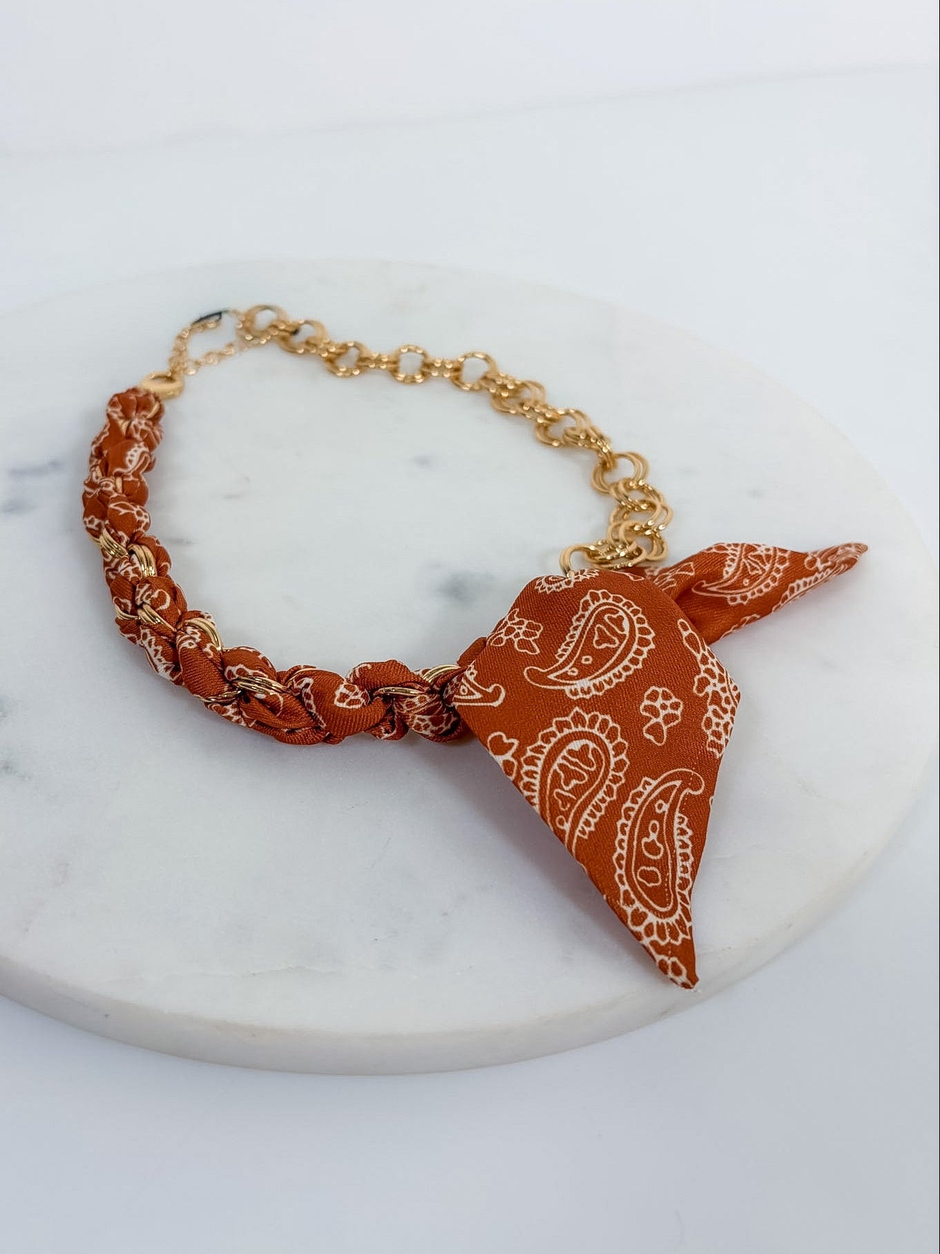 Maddie Burnt Orange Chain Scarf Necklace