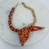 Maddie Burnt Orange Chain Scarf Necklace