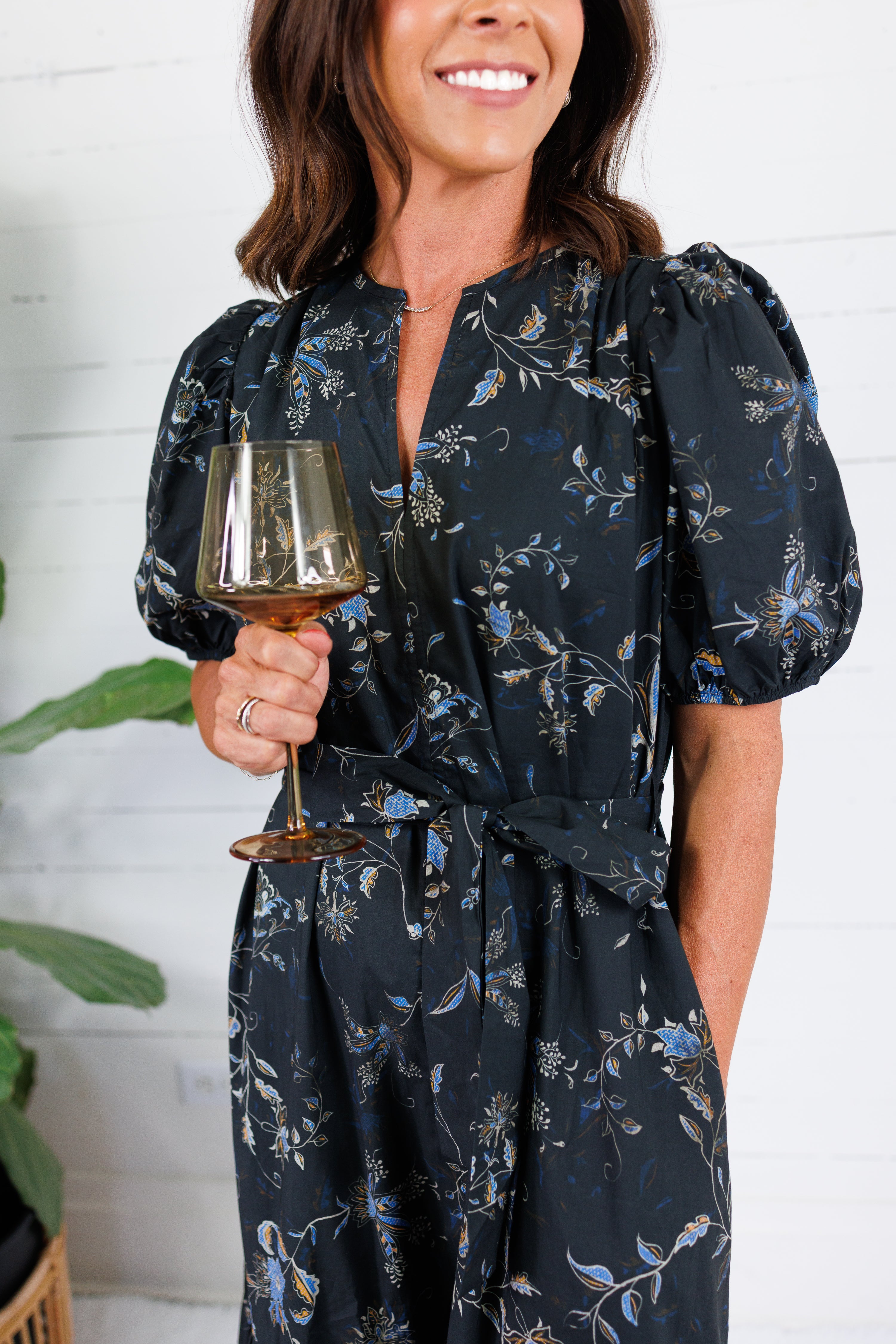 Mads Black Floral Tiered Midi Dress Pinch