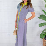 Mae Navy Stripe + Chartreuse Maxi Dress Entro