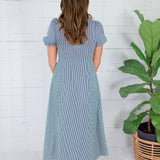Mae Navy Stripe + Chartreuse Maxi Dress Entro
