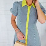 Mae Navy Stripe + Chartreuse Maxi Dress Entro