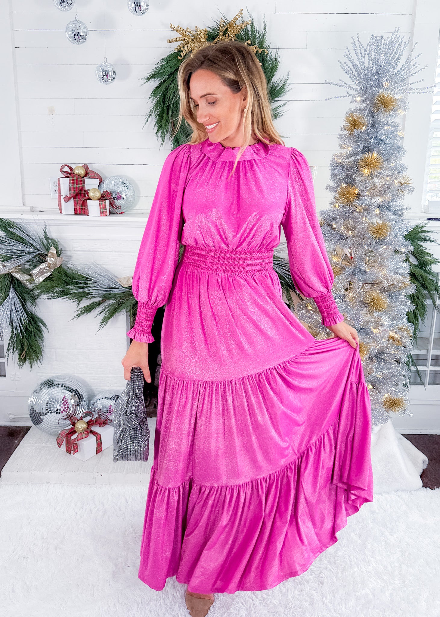 Maggie Fuchsia Fedora Knit Maxi Dress Emily McCarthy