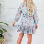 Maggie Oaks Ashley Smokey Blue Stripe Mini Dress
