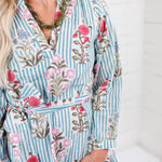 Maggie Oaks Ashley Smokey Blue Stripe Mini Dress