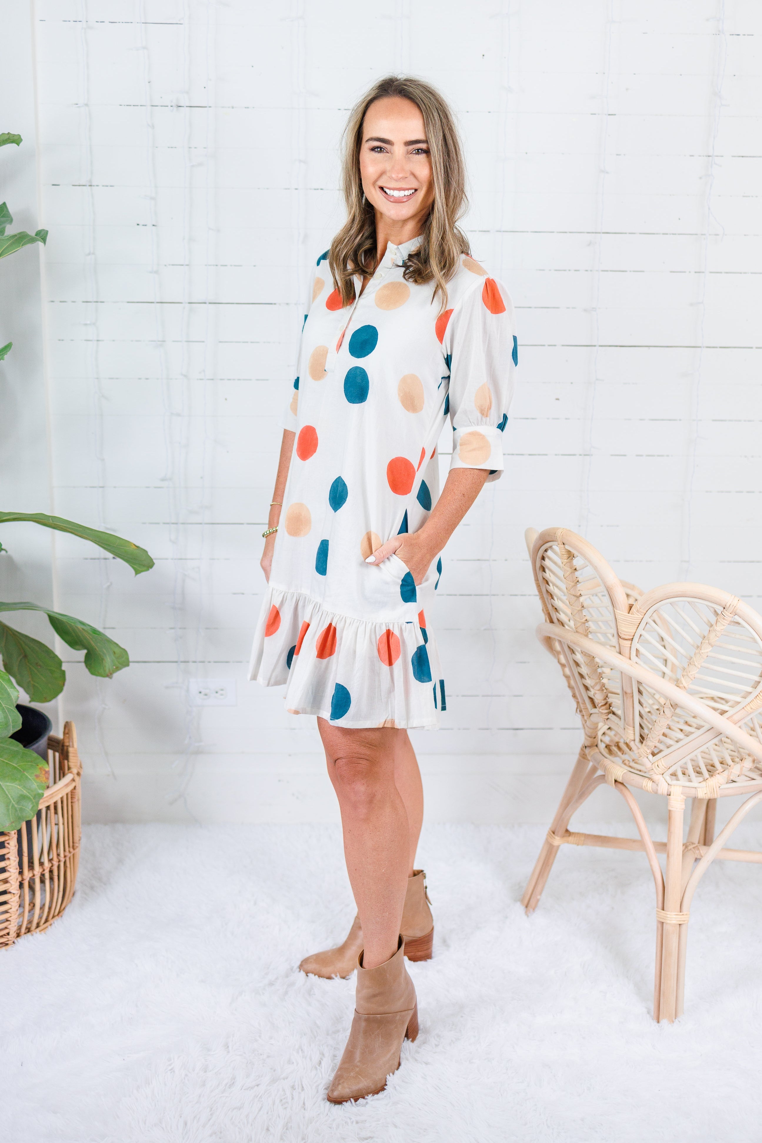 Maggie Oaks Bryson Dotty Mini Dress