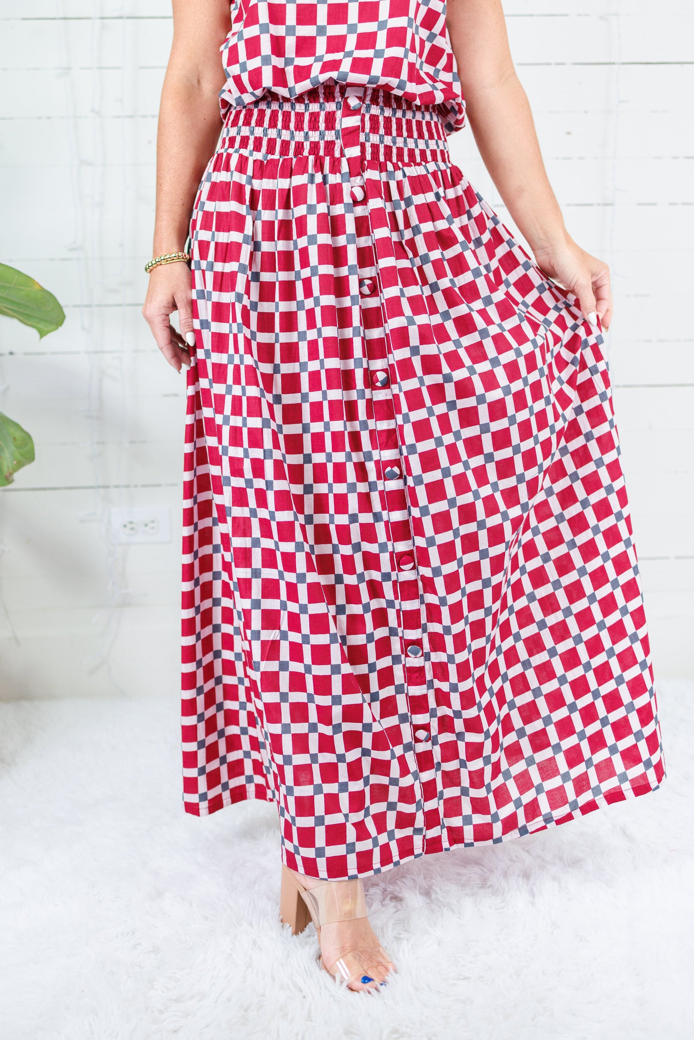 Maggie Oaks Ellie Alabama Smocked Waist Skirt