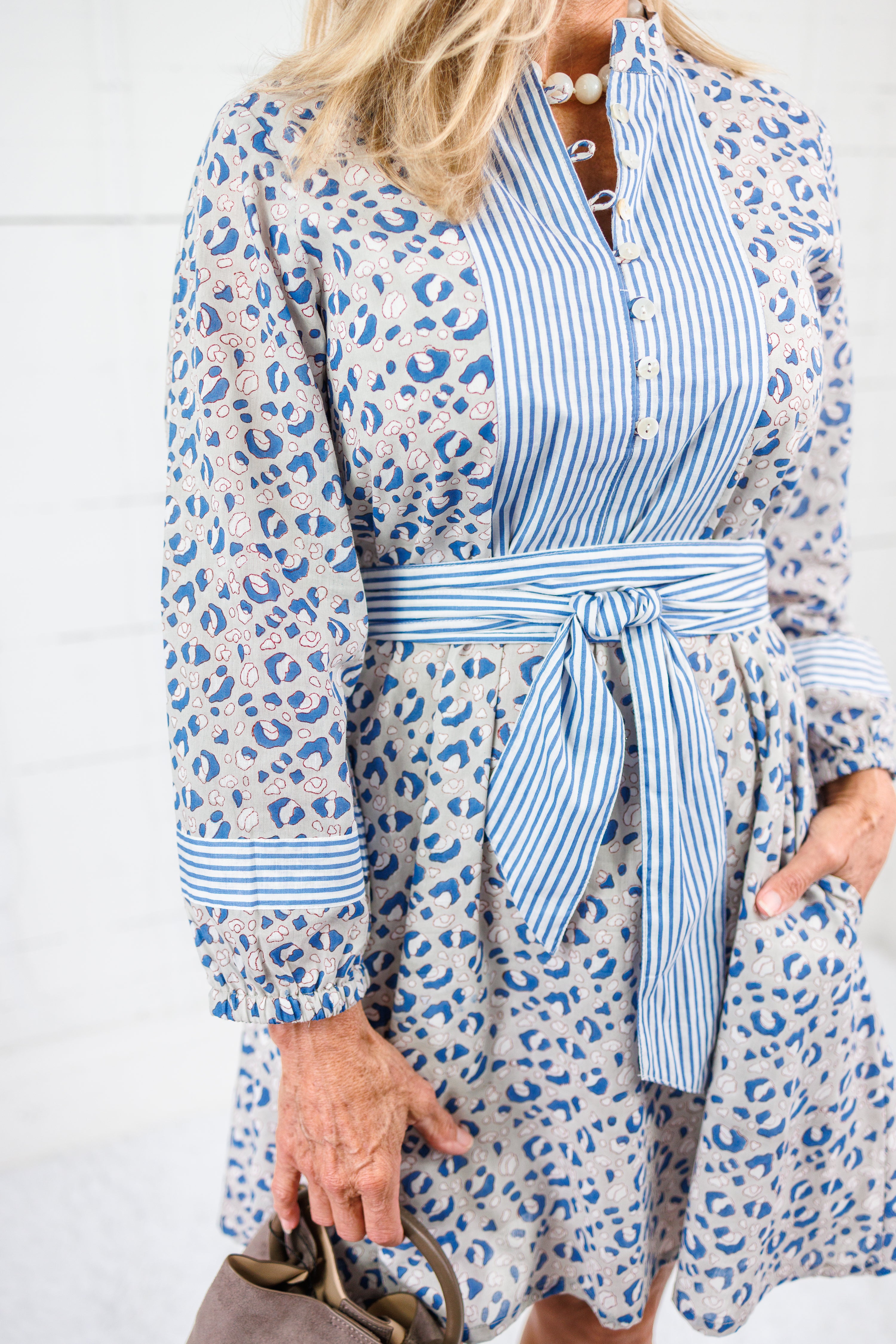 Maggie Oaks Heather Leopard Blues Mini Dress