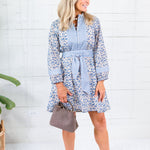 Maggie Oaks Heather Leopard Blues Mini Dress