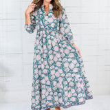 Maggie Oaks Mae Mae Teal Floral Maxi Dress