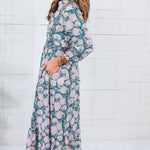 Maggie Oaks Mae Mae Teal Floral Maxi Dress