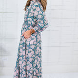 Maggie Oaks Mae Mae Teal Floral Maxi Dress