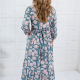 Maggie Oaks Mae Mae Teal Floral Maxi Dress