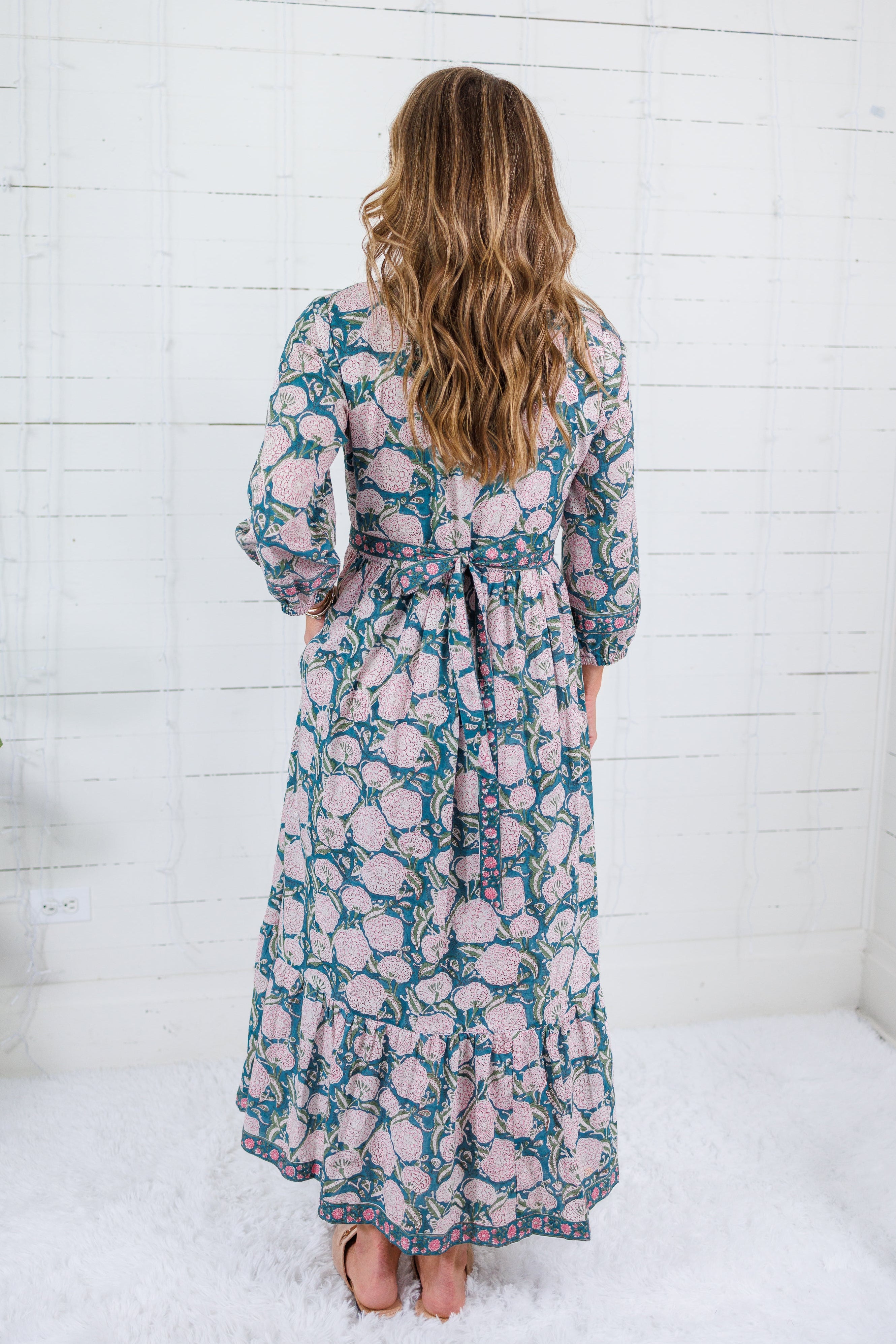 Maggie Oaks Mae Mae Teal Floral Maxi Dress