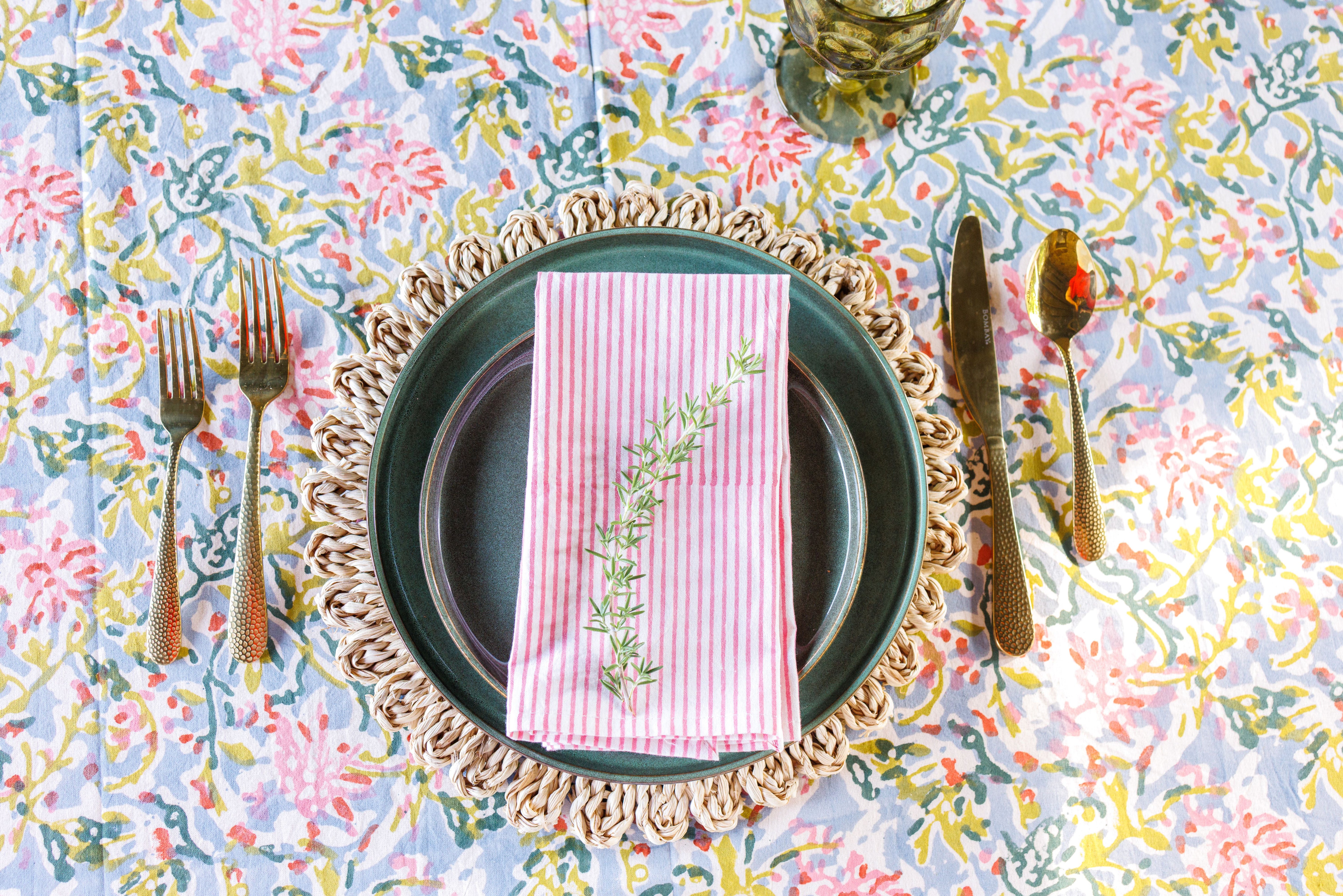 Maggie Oaks Mary Pink Stripe Cloth Napkin