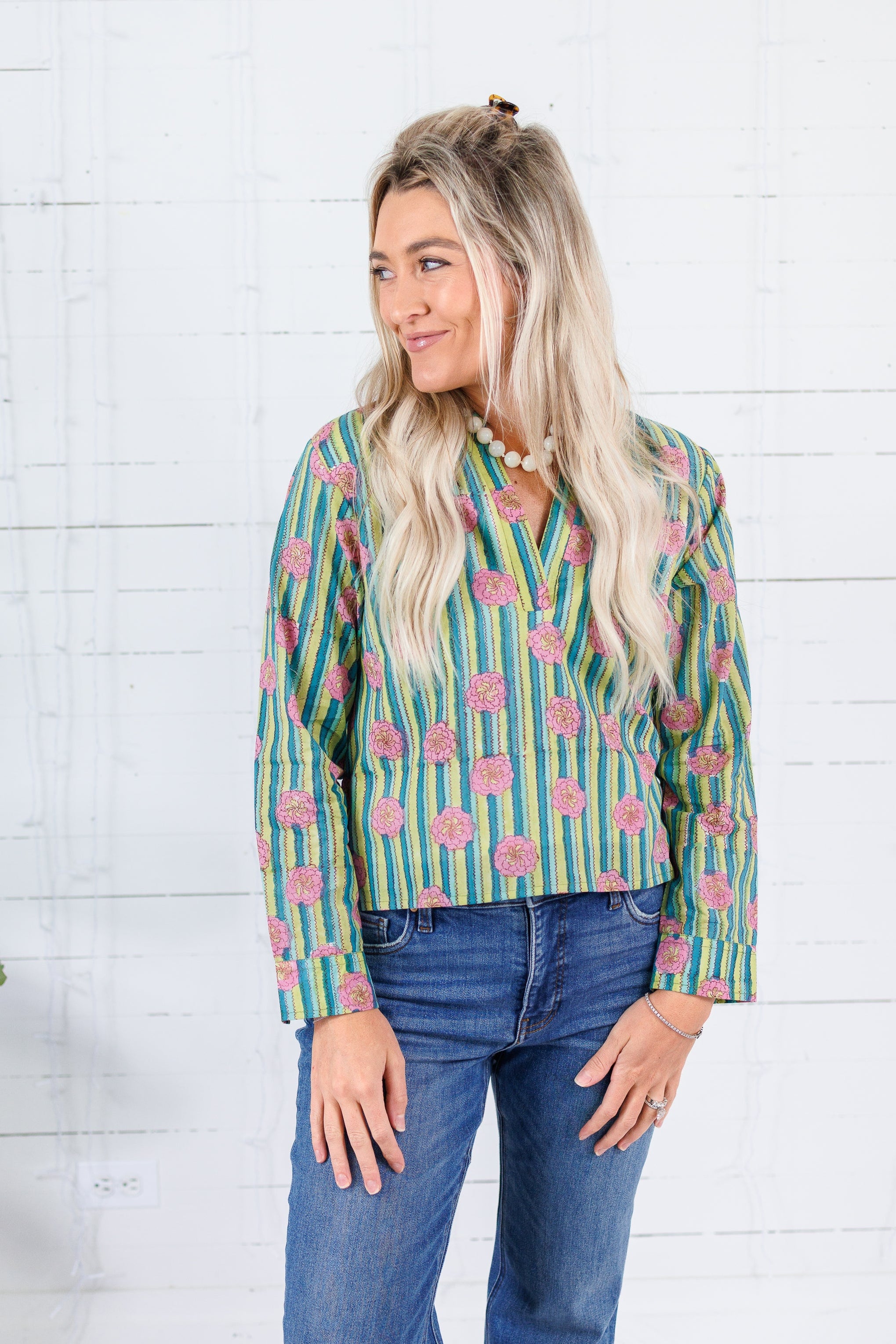 Maggie Oaks Mia Stripes + Floral Top