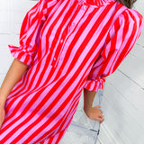 Maggie Pink + Orange Cabana Mini Dress Entro