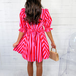 Maggie Pink + Orange Cabana Mini Dress Entro