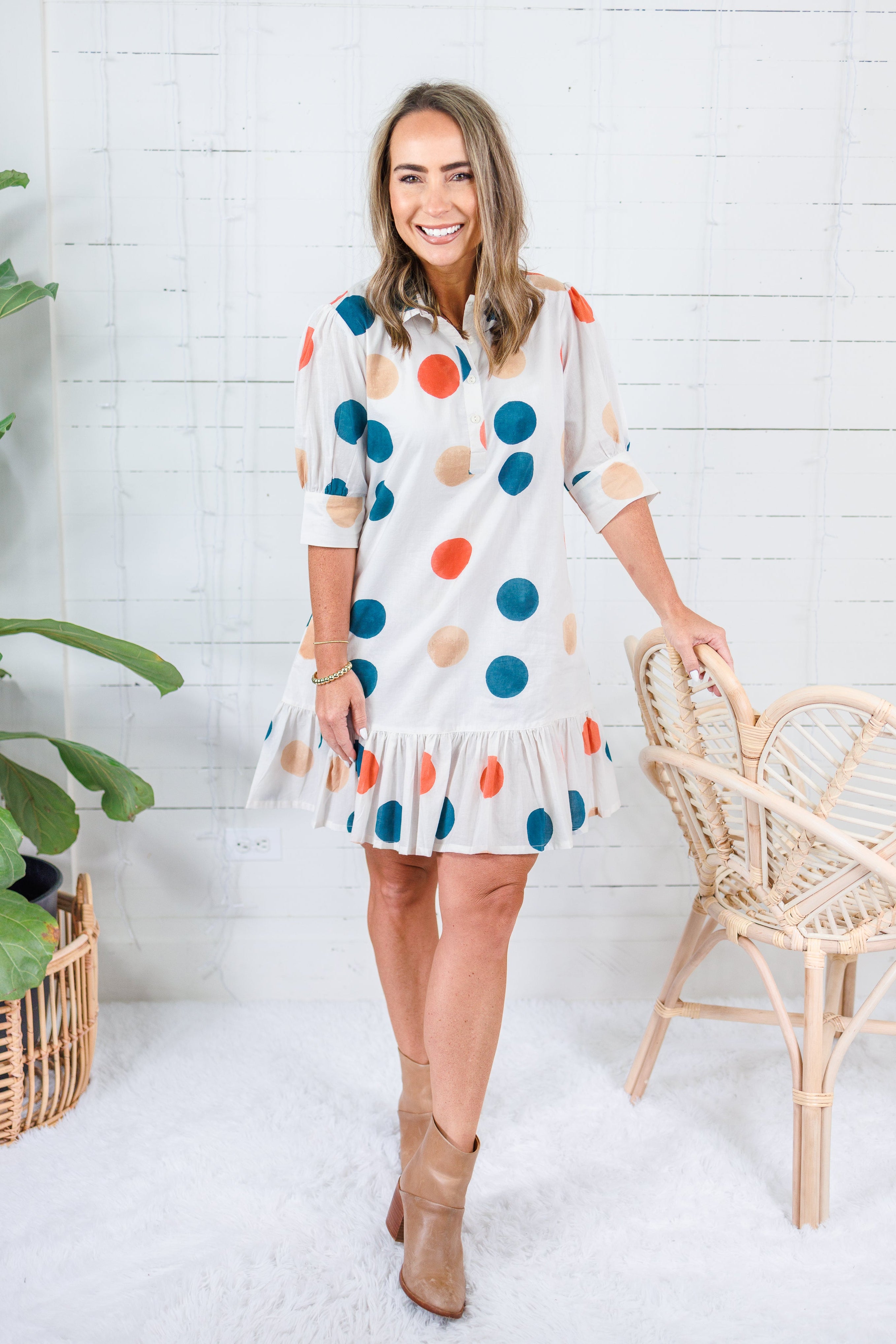 Maggie Oaks Bryson Dotty Mini Dress