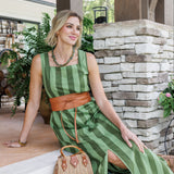 Maggie Oaks Campbell Green Striped Maxi Dress