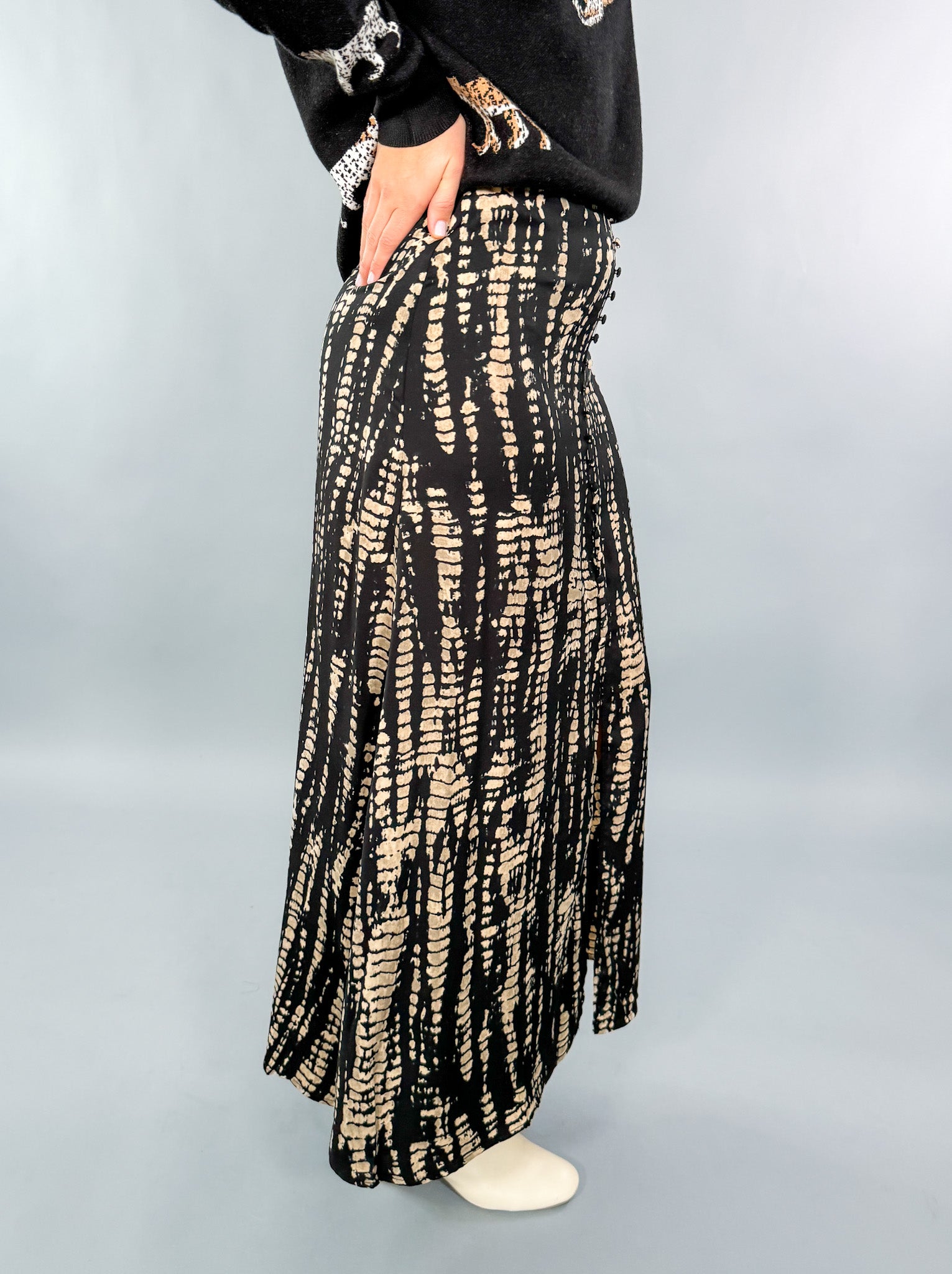 Magic Black + Tan Maxi Skirt