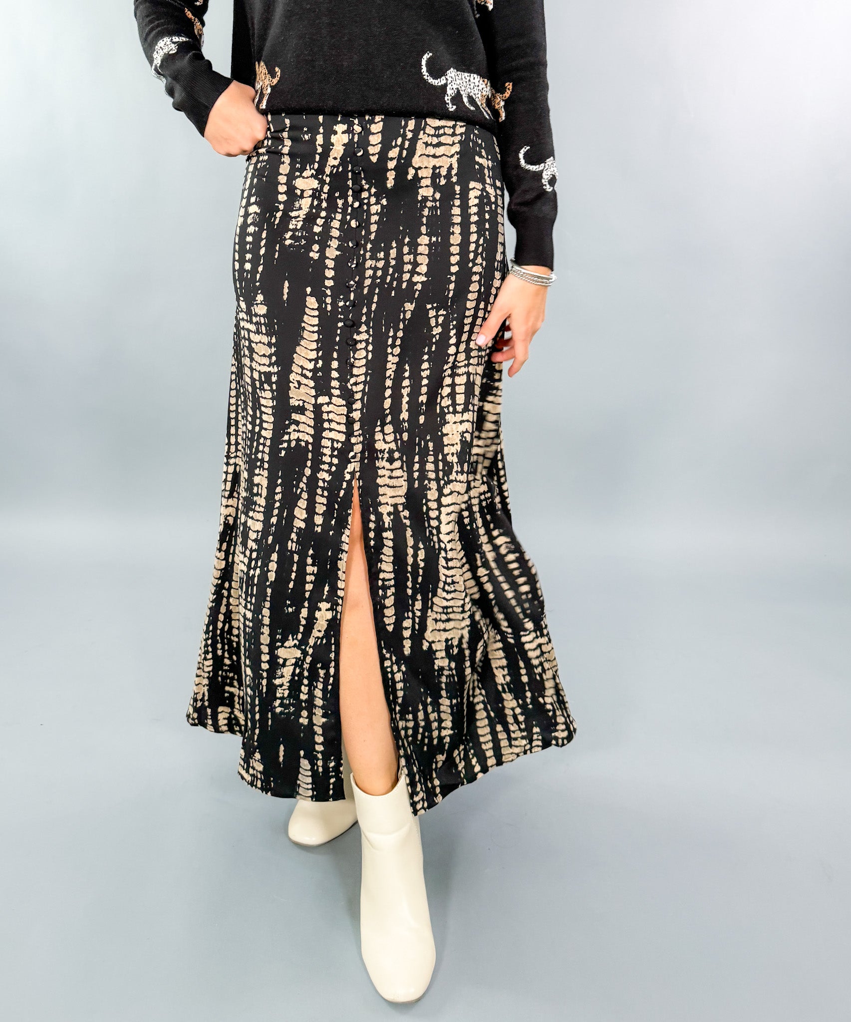 Magic Black + Tan Maxi Skirt