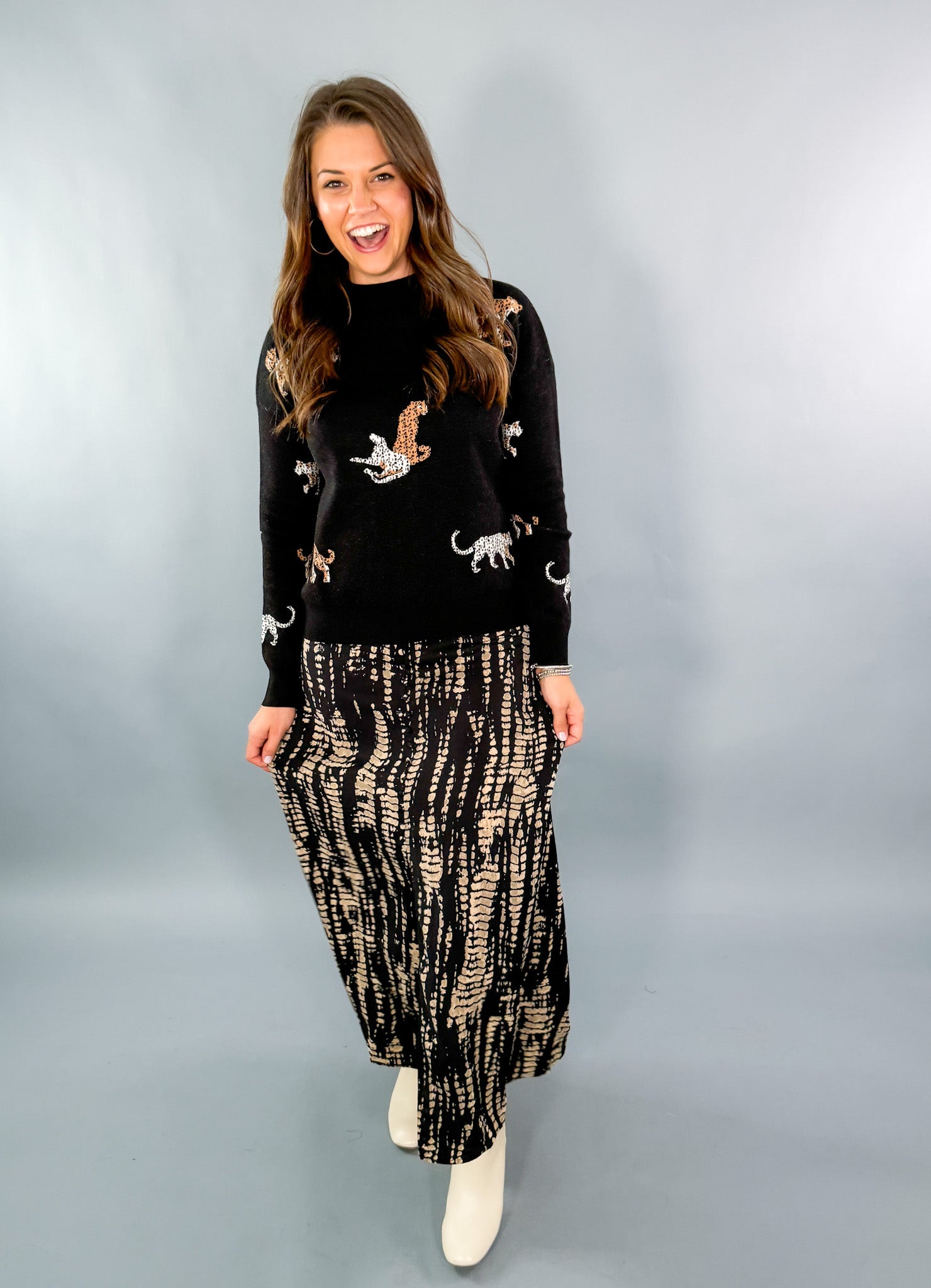 Magic Black + Tan Maxi Skirt