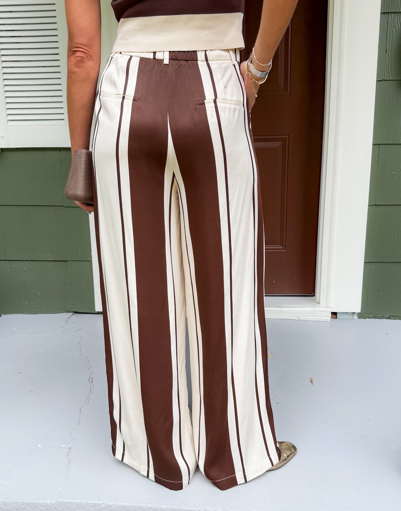 Maisy Brown + Cream Striped Pants Lucy Paris