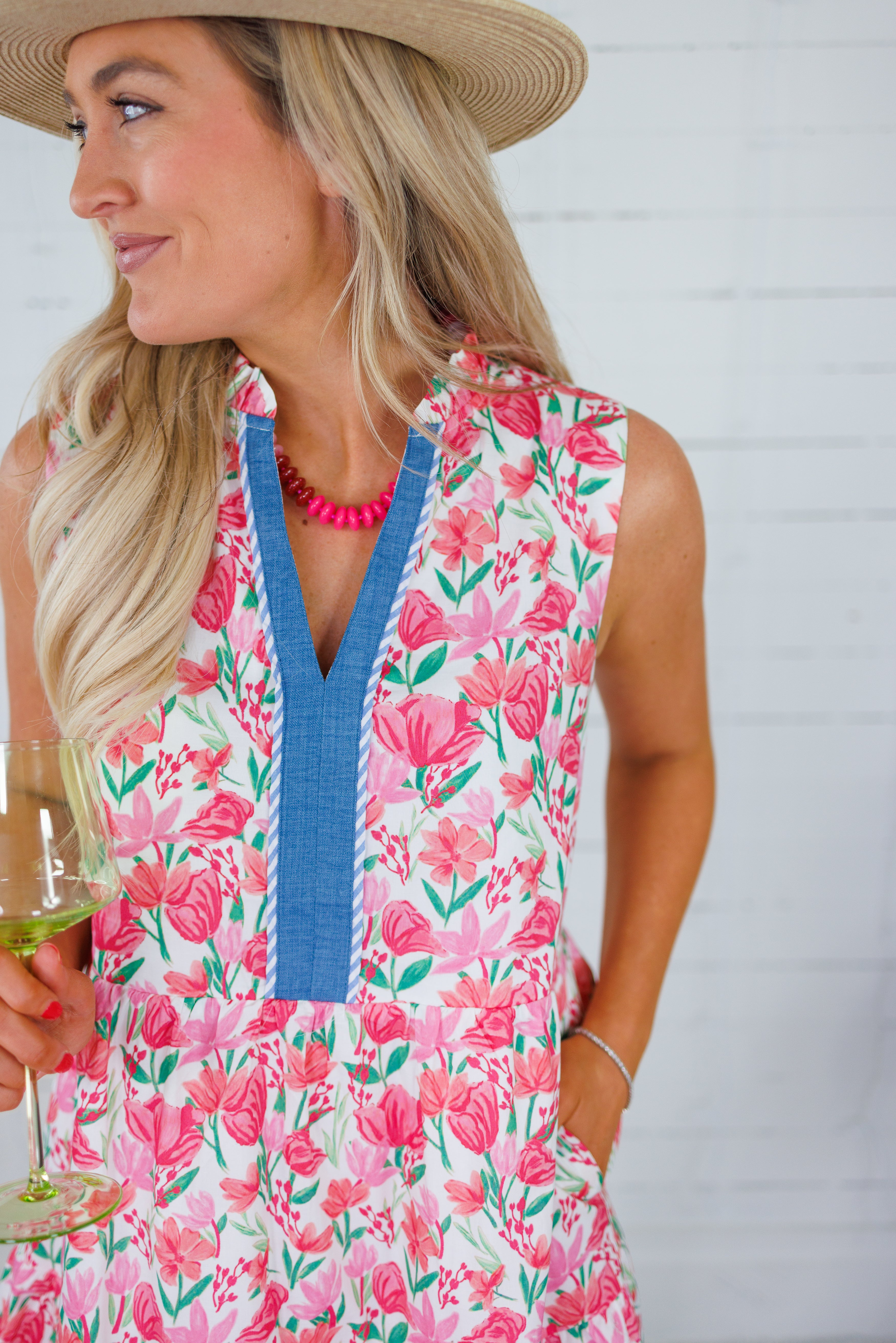 Maisy Pink Floral Mini Shift Dress THML