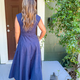 Malia Midnight Blue Button Front Maxi Dress Pinch