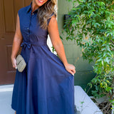 Malia Midnight Blue Button Front Maxi Dress Pinch