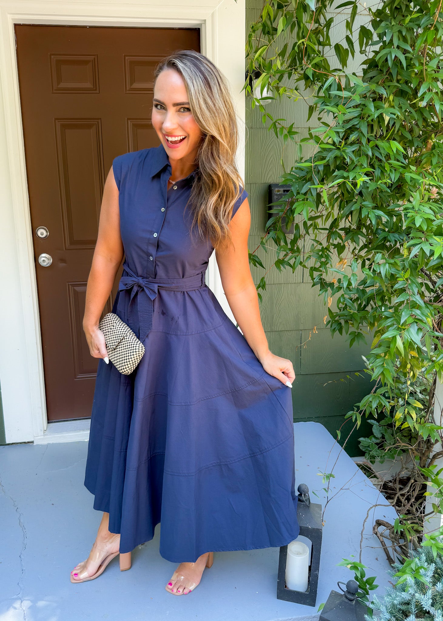 Malia Midnight Blue Button Front Maxi Dress Pinch