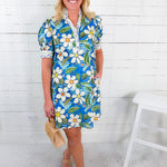 Marci Blue Dogwood Floral Mini Dress Jodifl