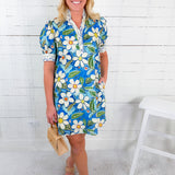 Marci Blue Dogwood Floral Mini Dress Jodifl