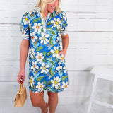 Marci Blue Dogwood Floral Mini Dress Jodifl