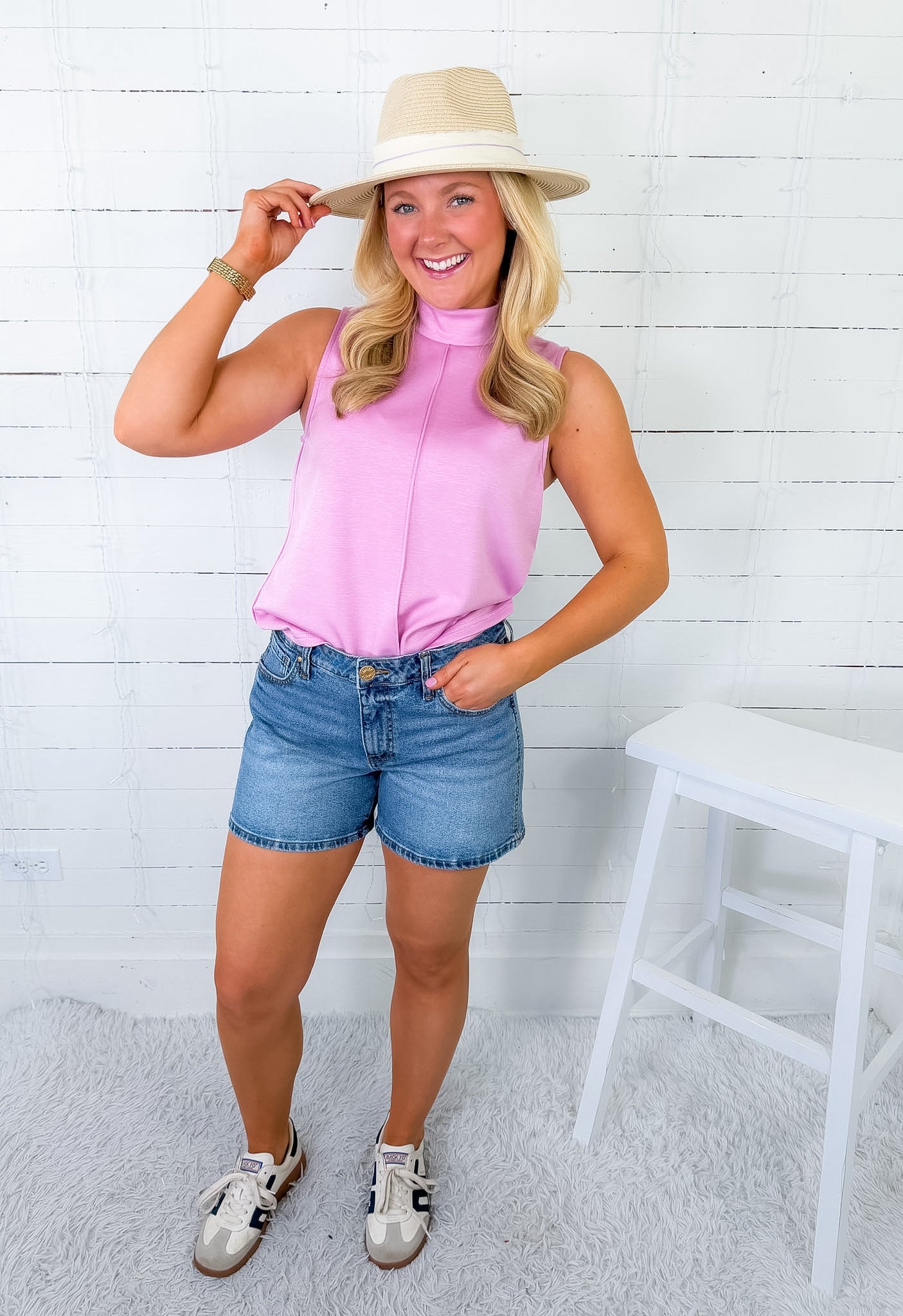 Margaret Orchid Scuba Sleeveless Top Entro