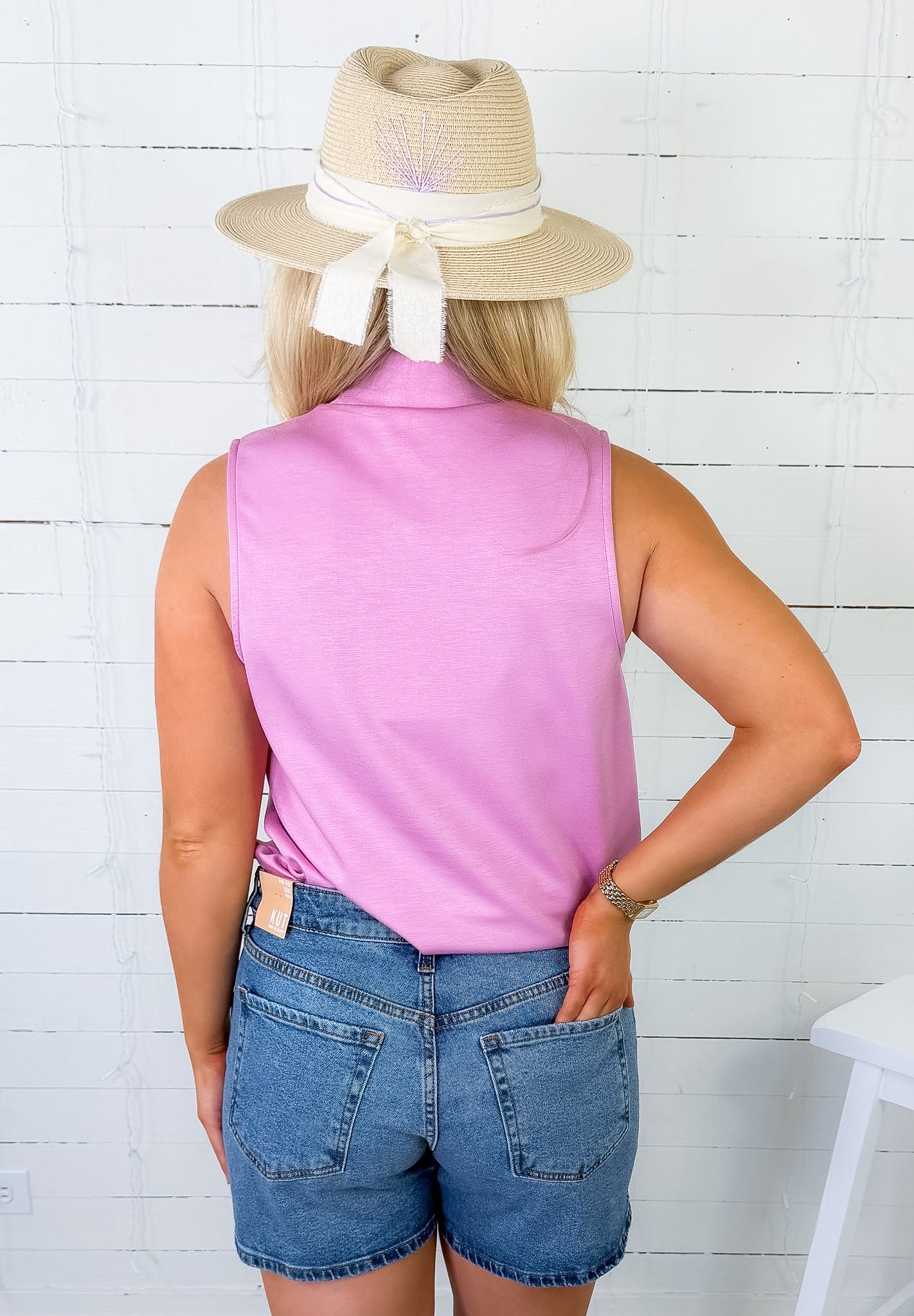 Margaret Orchid Scuba Sleeveless Top Entro