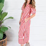 Margaret Claret Stripe Maxi Dress Karlie
